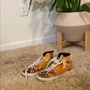 Orange Floral Print Nike Blazers Mids Sneakers